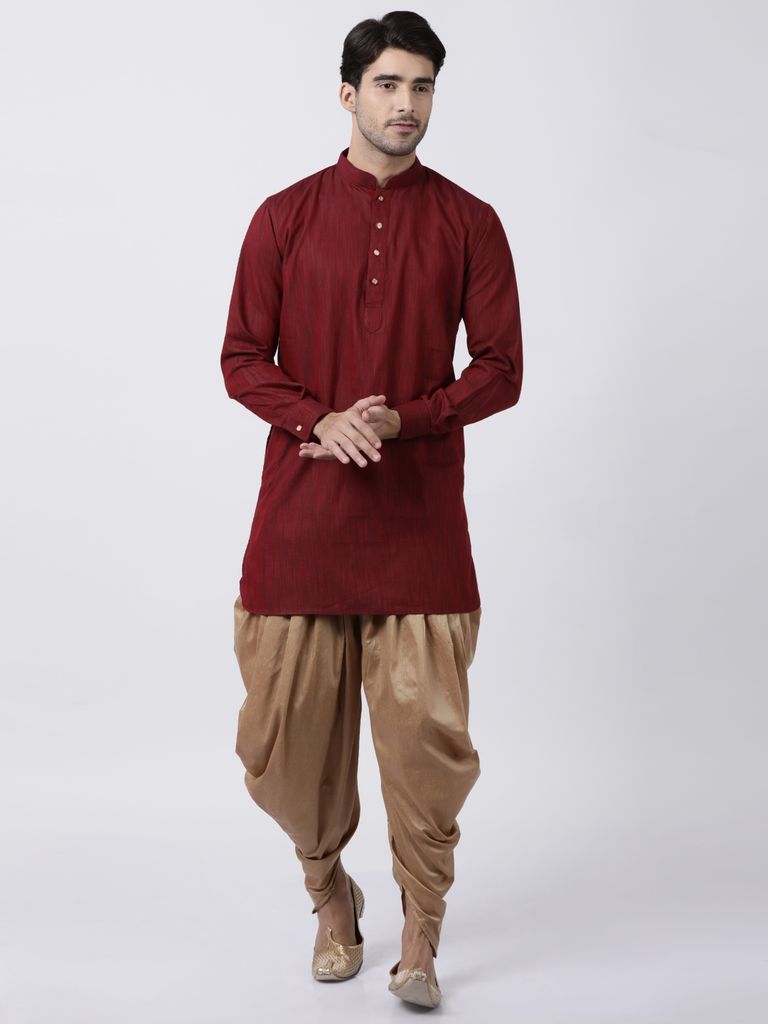 Royal Look Maroon Banarasi Silk Kurta With Dhoti