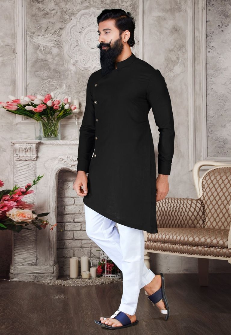 Eye Catching Black Silk Indo Western With White Bottom