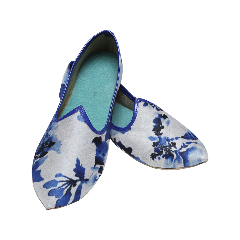 White And Blue Wedding  Mojari For Men