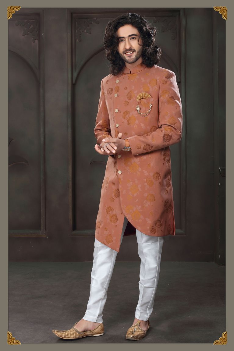 Asymmetrical Look Rust Color Indo Western