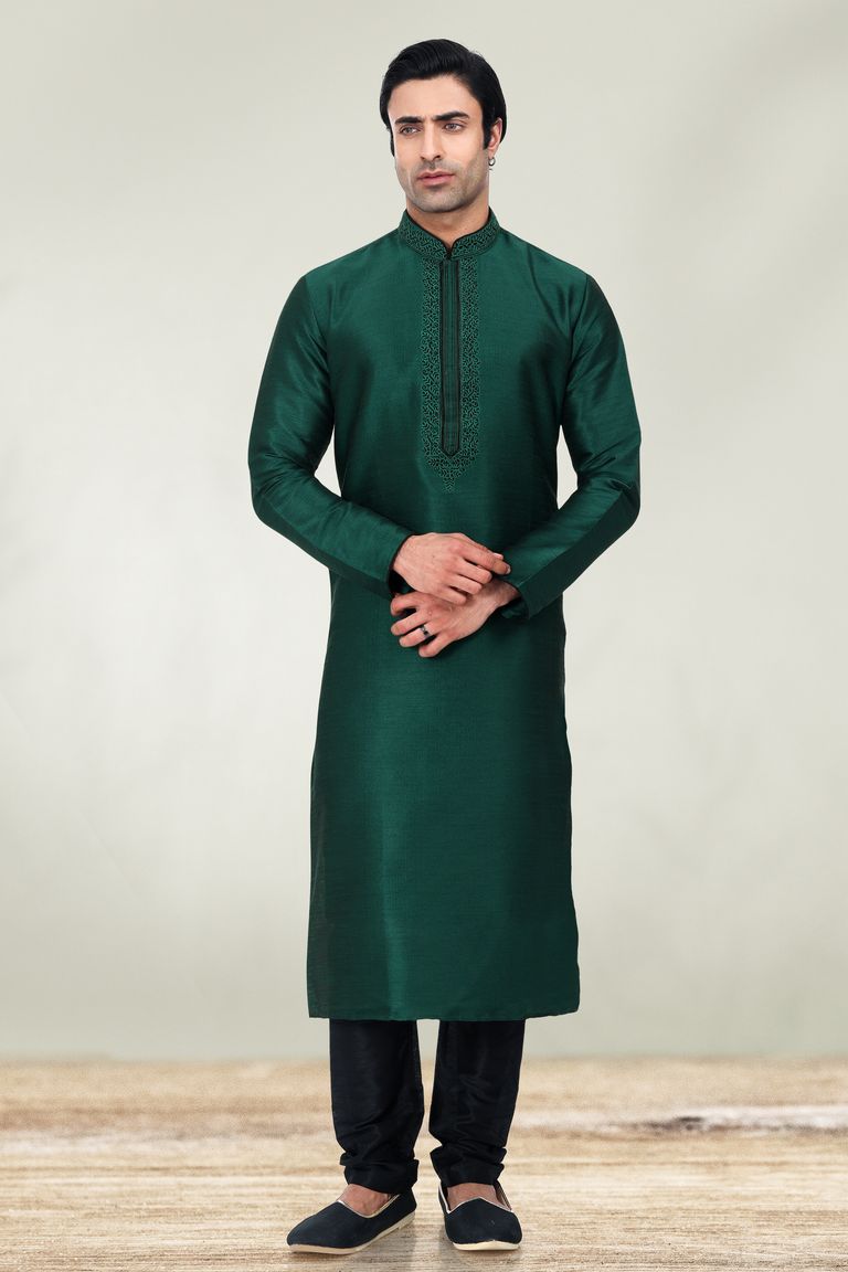 Rama Embroidered Kurta With Black Pajama