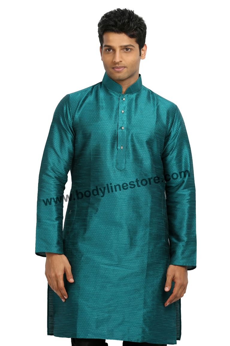 Teal Silk Kurta RK4118