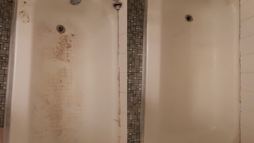 Before and After Bath Tub Cleaning by Canton Cleaner at Affordable Cleaning Solutions, Inc.