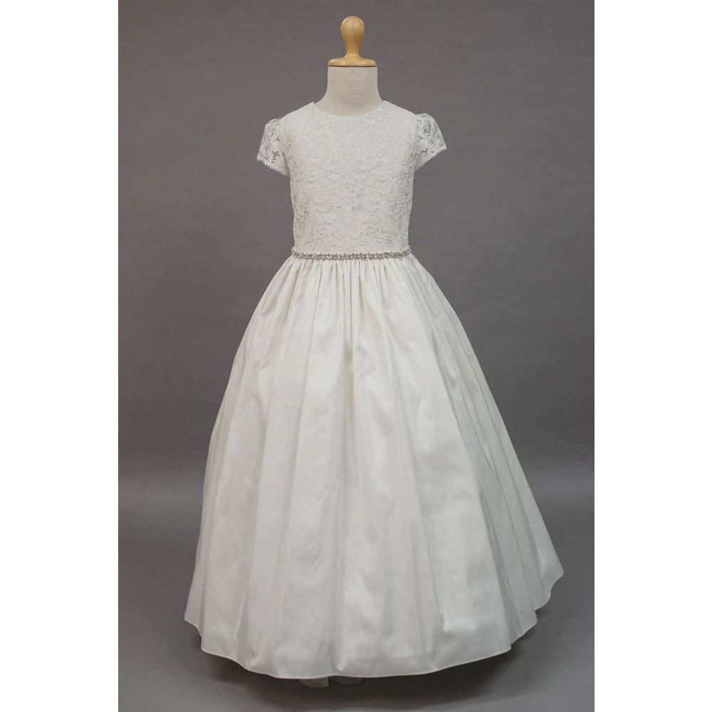 LACE CAP SLEEVES AND BODICE WITH SILK BOTTOM CUSTOM-MADE DRESS - 1881