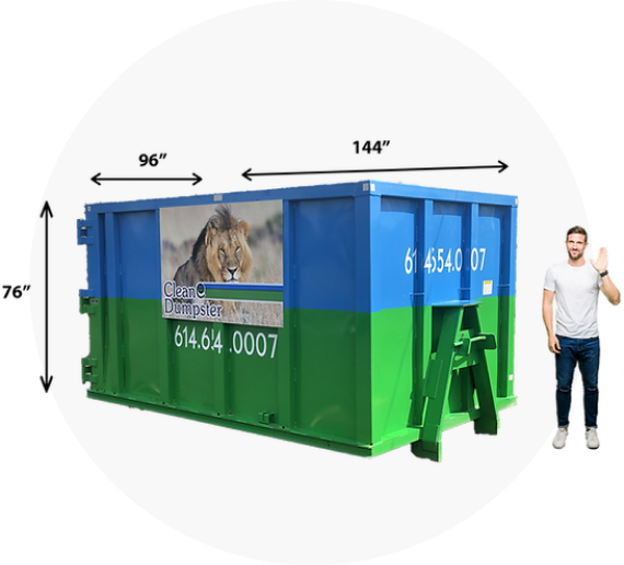 Rent a Dumpster 20 Cubic Yards with a driveway protection system for Large Waste Removal and Demolition in Columbus