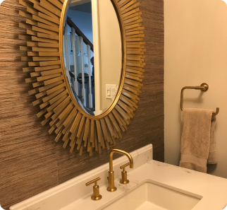 Bathroom Renovation with Golden-Colored Faucet of wash Basin by Concept Build Group