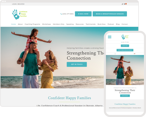 Confident Happy Families - Custom Website Design by CoachWeb.io in Canada