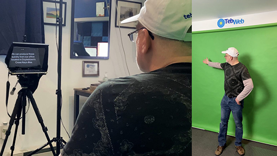 You can read your script with a through-the-lens teleprompter available at TebWeb Innovations LLC