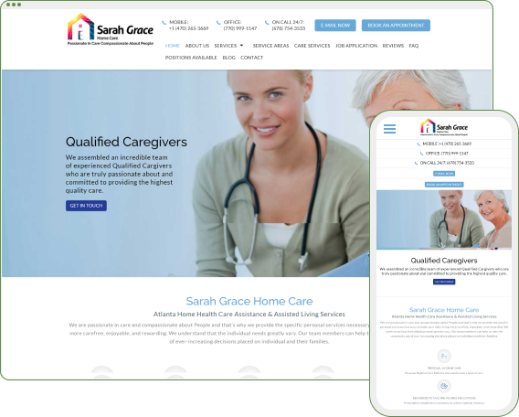 Sarah Grace Home Care Website Designed by Sosh Digital
