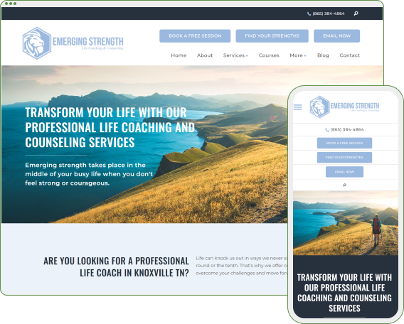 Emerging Strength Life Coaching & Counseling Website Designed by Sosh Digital