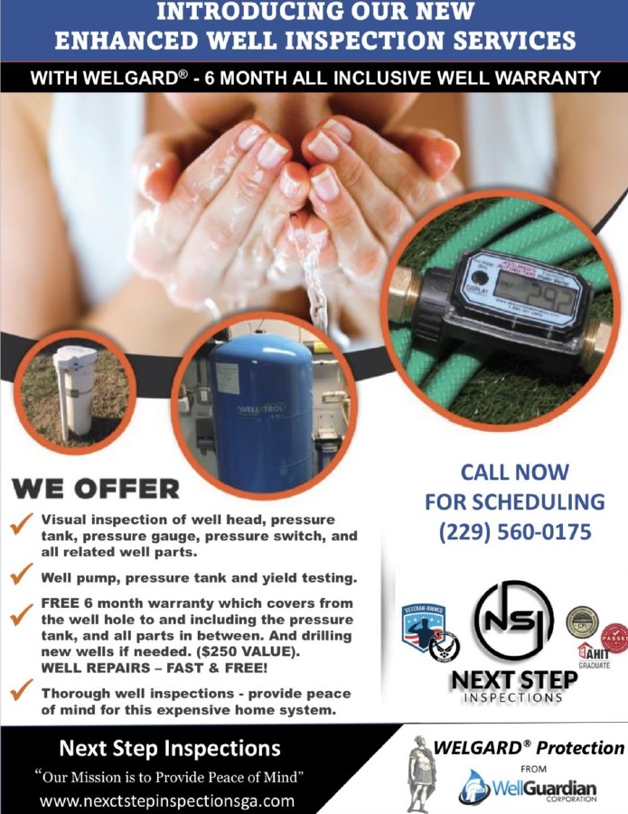 Next Step Inspections provide Well Inspections to give you peace of mind and ensure your water is safe