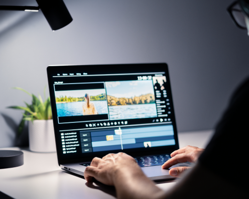 Graphic designer creating custom motion graphics for a client's video.