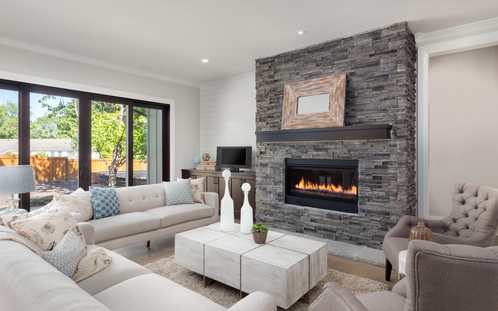 Stone Tile Backsplash For Fireplace