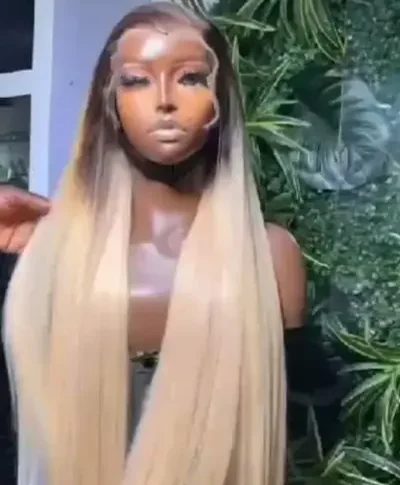 20 inches double drawn blonde with dark roots vietnam donor wig
