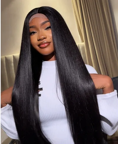28 inches kim k closure human hair blend