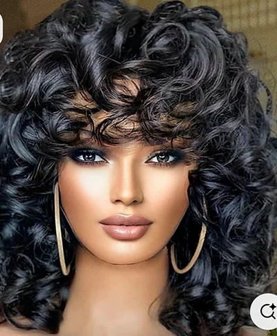  Black fringe human hair blend