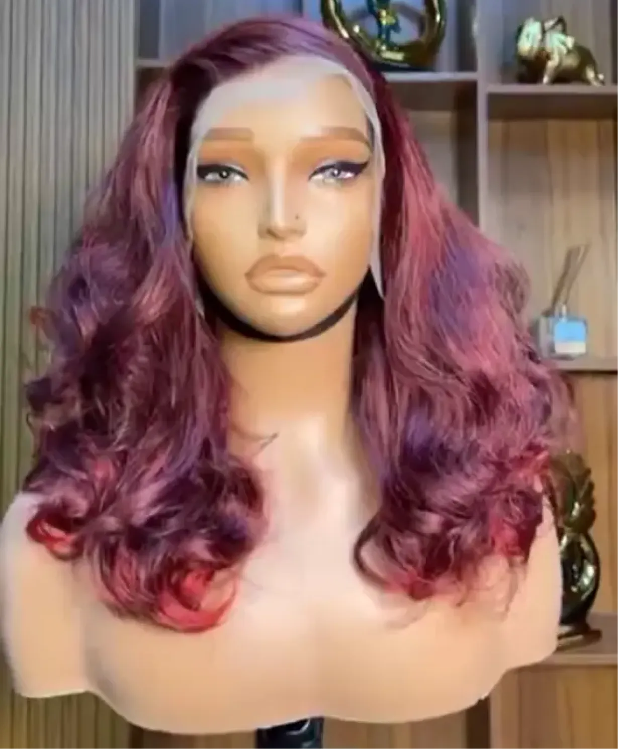 T frontal wine bounce. 16 inches human hair blend.