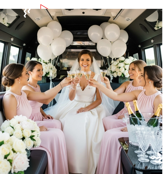 Interior of Access Houston wedding bus with leather seats