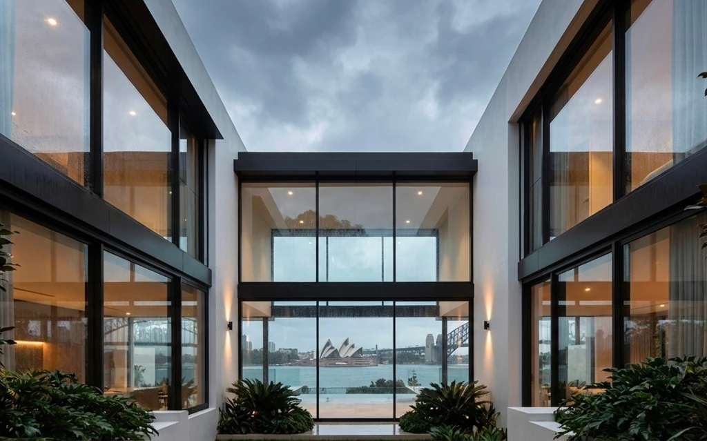Modern home in Sydney featuring advanced hurricane system windows designed to withstand extreme weather conditions. and Belgium and Belgium
