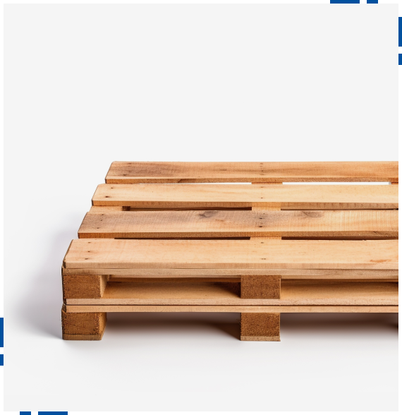 Technician inspecting materials for wood pallet design