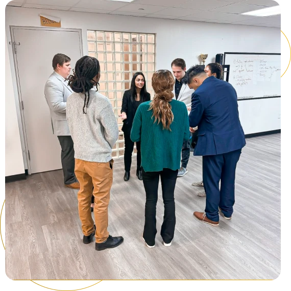  Customer acquisition team meeting new clients