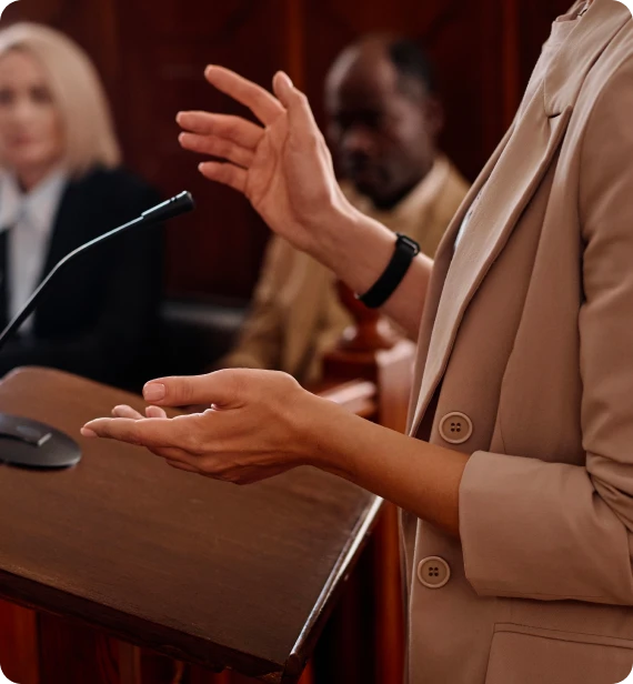A witness reviews medical expert testimony notes in the U.S.