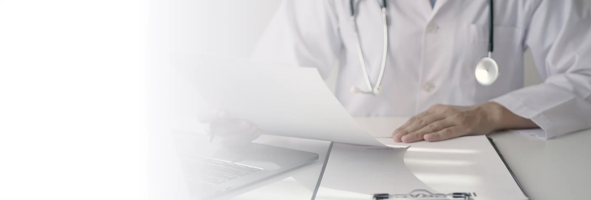 Attorney reviewing case files related to medicolegal services
