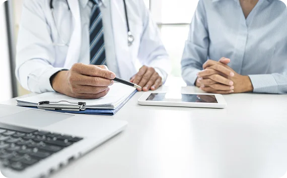  Physician explaining care standards during medicolegal services review