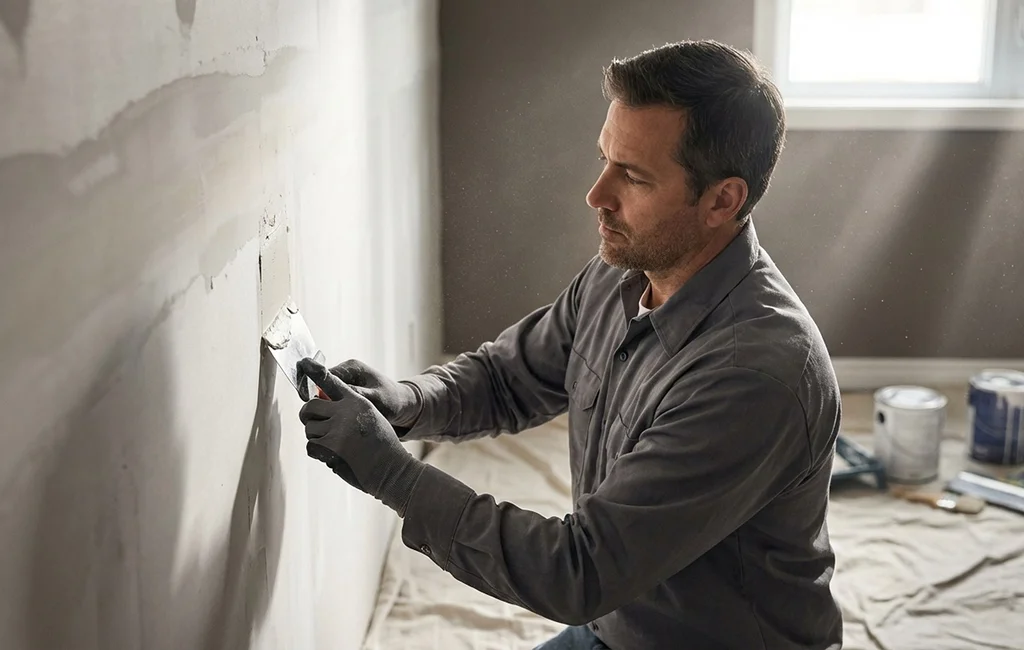 Patch repairs services in Menifee fixing small wall holes indoors.