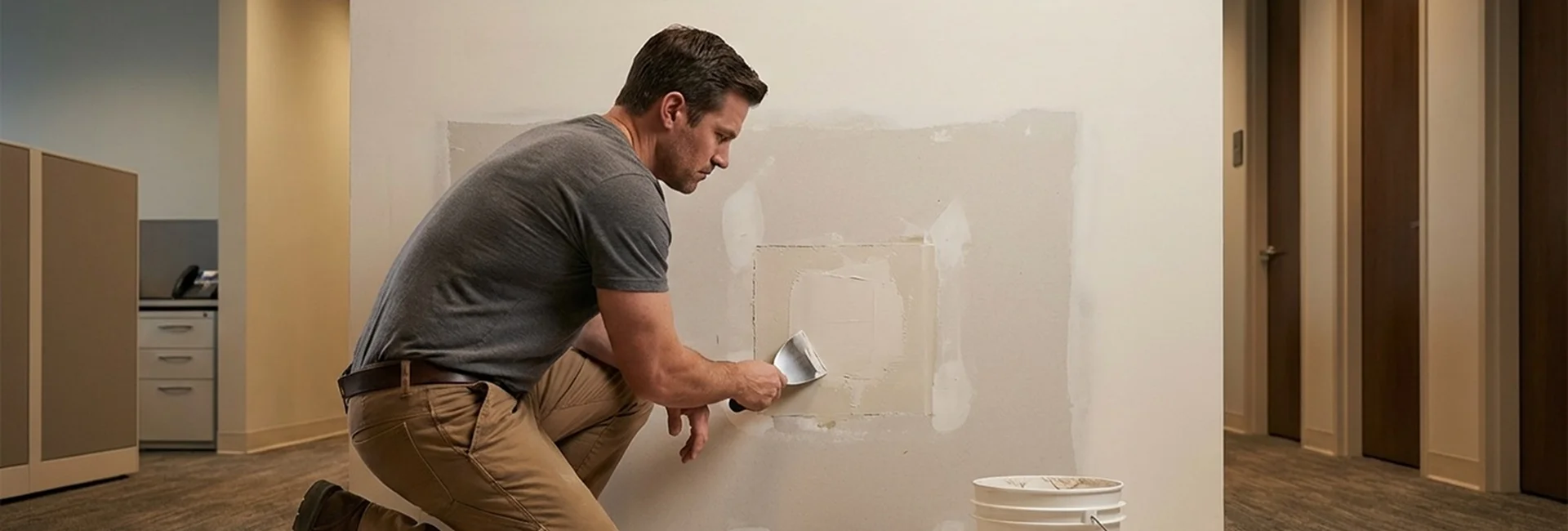 Licensed drywall contractor in Menifee reviewing project plans on site.