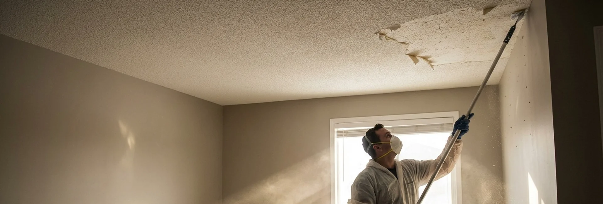 Popcorn ceiling removal services in Menifee preparing ceilings for paint.
