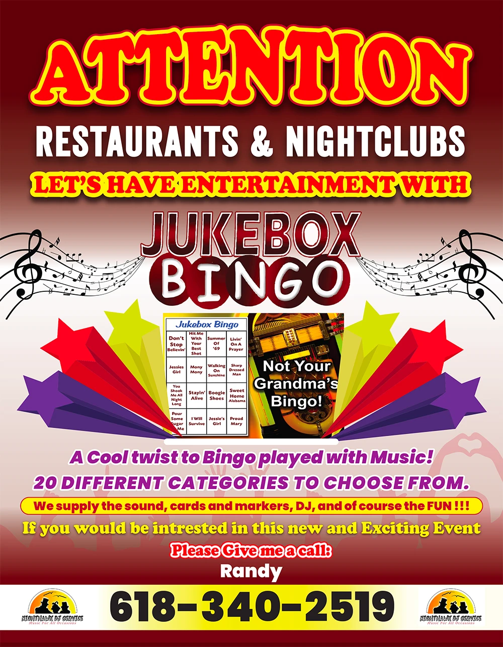 Jukebox Bingo for Private Parties