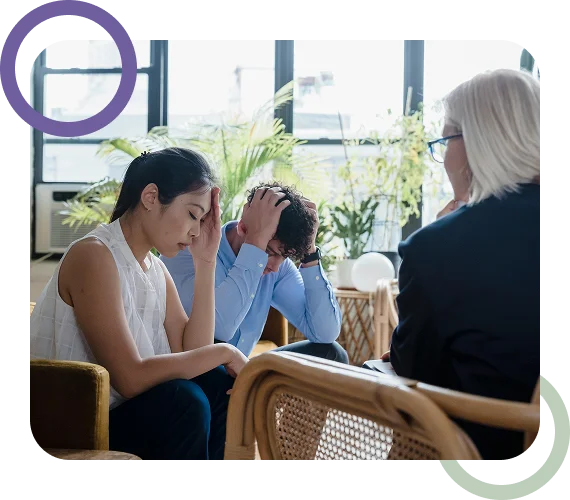 A client reflects quietly while attending counseling services in Charlottesville.