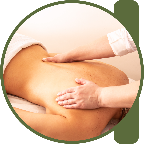 Massage therapist providing recovery guidance and education