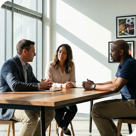 A mentor provides alumni career planning support during a one-on-one coaching session.