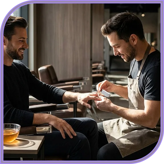 Clean setup for manicure for men in West Hartford