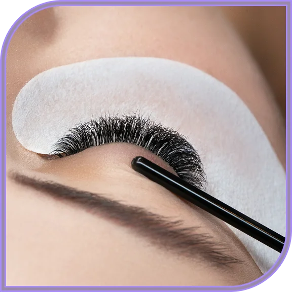 Customer admiring lash extensions in West Hartford outcome