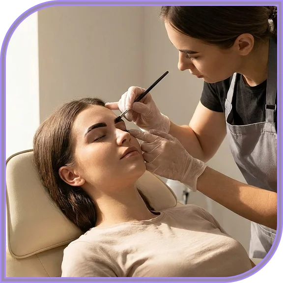 Clean setup for eyebrow tinting in West Hartford