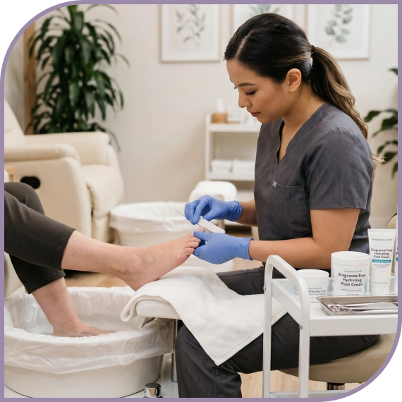 Customer relaxing during West Hartford salon services experience