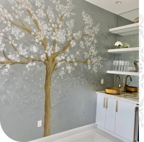 Designer presenting color swatches during painting consultation in Bakersfield.