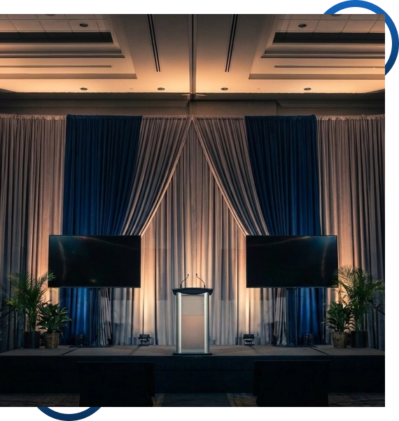A balloon and backdrop display using event backdrop rental services in Mississauga.