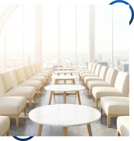 A lounge seating area created with wedding rental services in Toronto for cocktail hour.