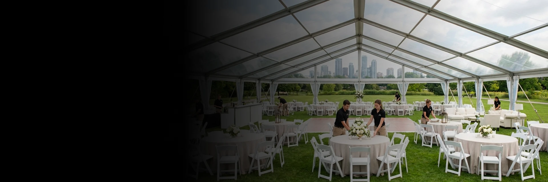 A modern seating layout featuring event furniture rentals in Mississauga for guests.