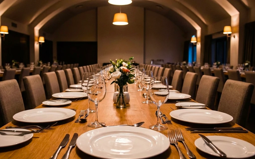 A reception setup featuring party equipment rental services in Toronto at a downtown venue.