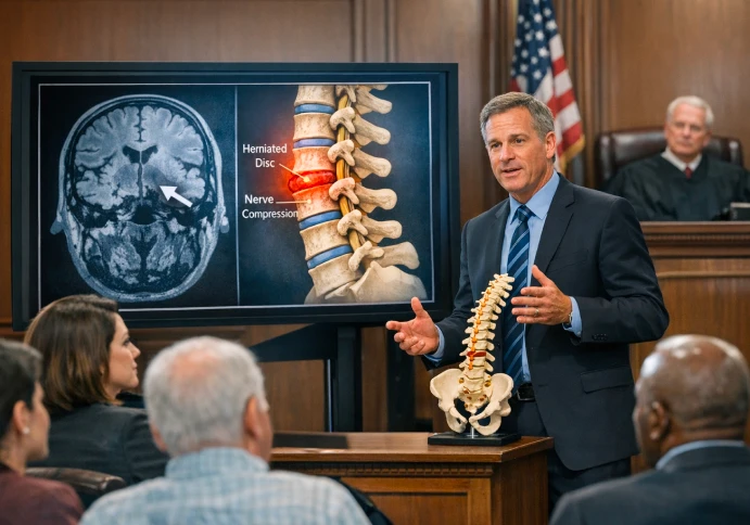 Medical professional organizing reports for medical expert witness services in the USA