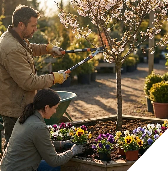 A finished front yard showcasing healthy trees after professional tree care services in Frisco.