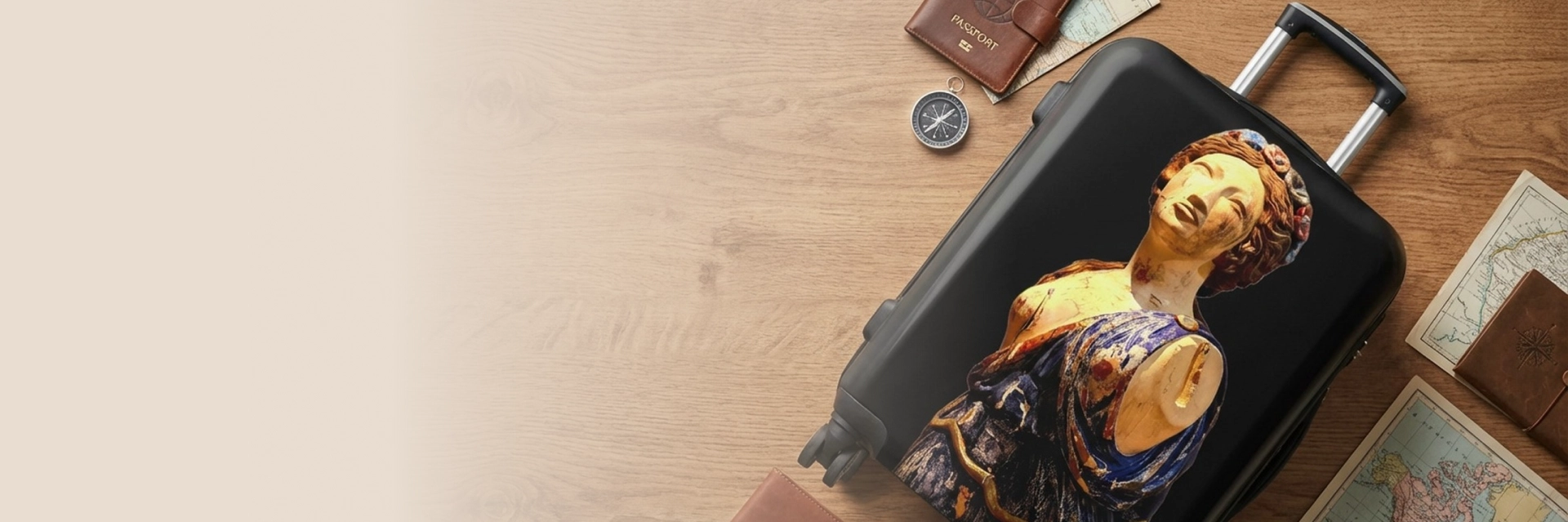 Close-up of a suitcase showing high-quality custom luggage prints.