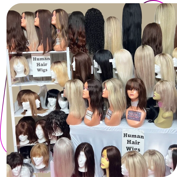A stylist adjusts a client’s fit during a private consultation for wigs for hair loss in St. John’s.