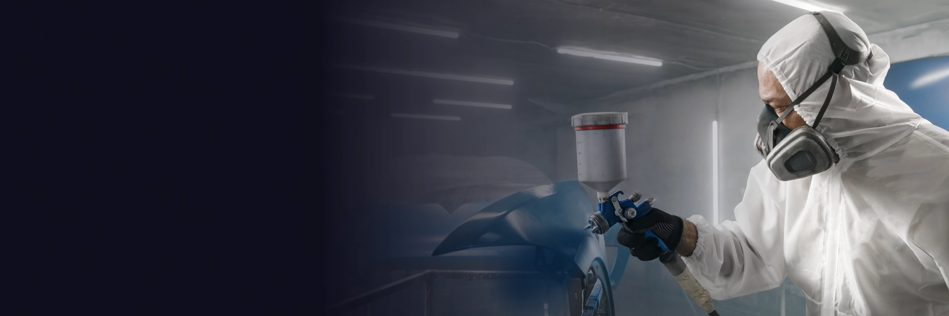 Technician replacing spray booth supplies and filters in Poughkeepsie, NY
