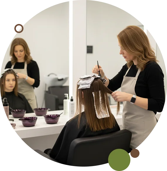 A stylist prepares foils for hair highlights in Vero Beach.